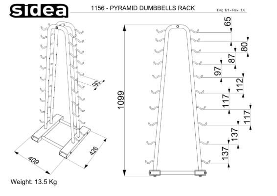 1156 Pyramid Dumbbells Rack