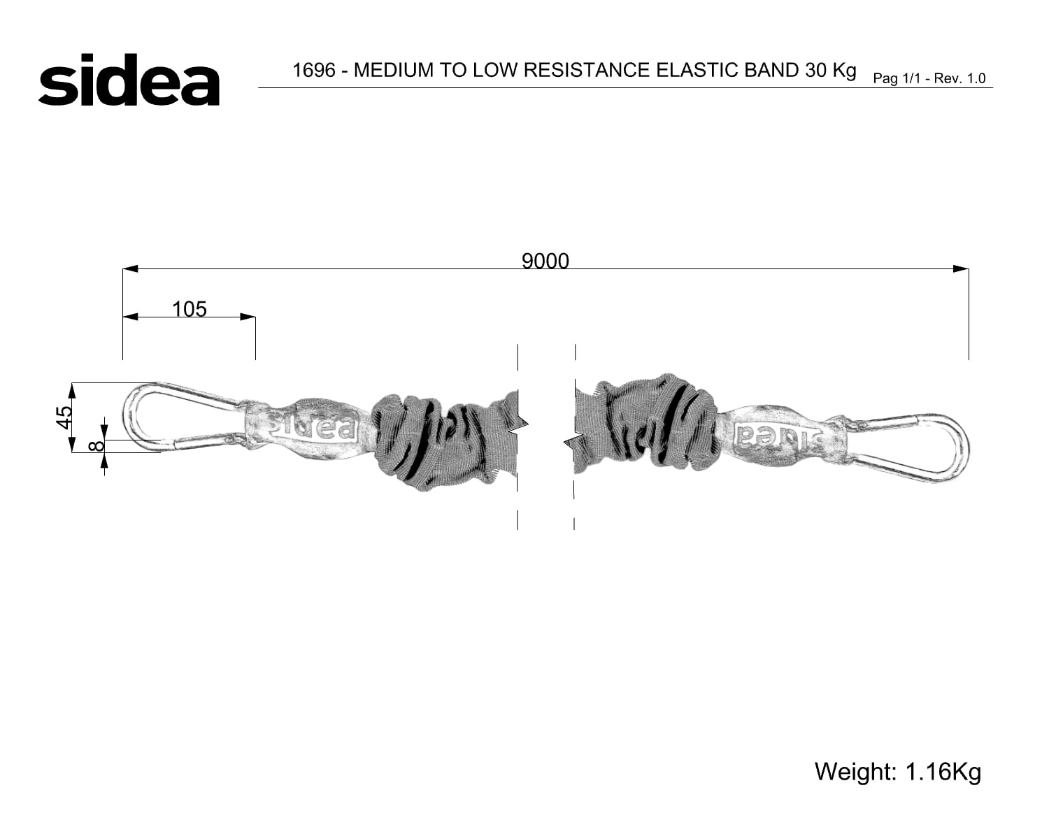1696 - Medium To Low Resistance Elastic Band 30 Kg