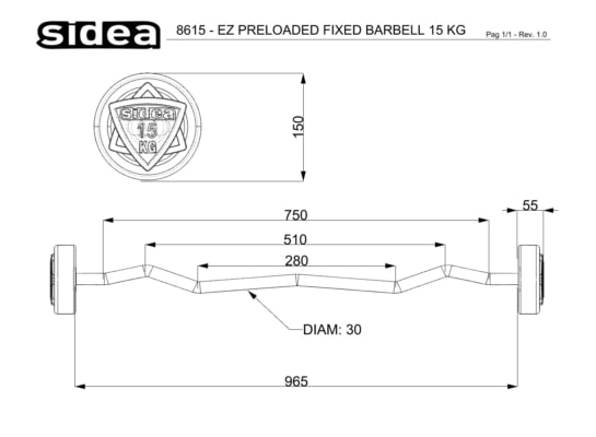 8610V-8645V Bilancieri EZ Precaricati - EZ Fixed Rubber Barbell