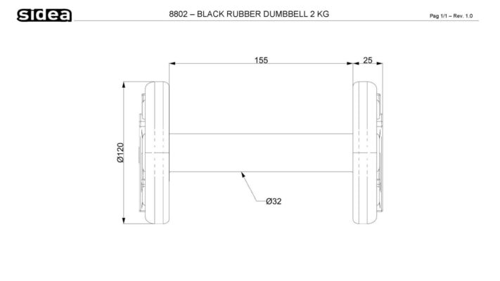 8802-8879 Black PU Rubber Dumbbell