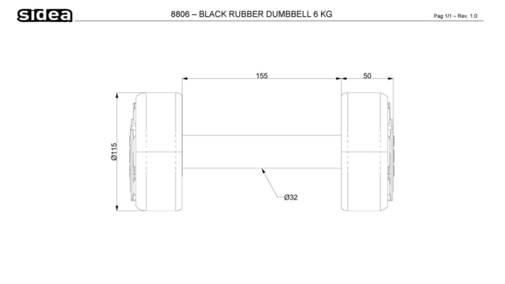 8802V-8879V Black PU Rubber Dumbbell