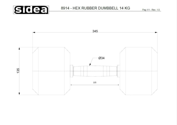 8904-8950 Hex Rubber Dumbbell
