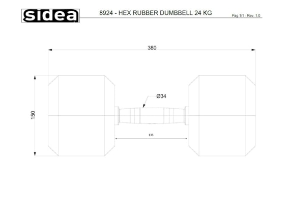 8904K26 Hex Rubber Dumbbell 360Kg Kit