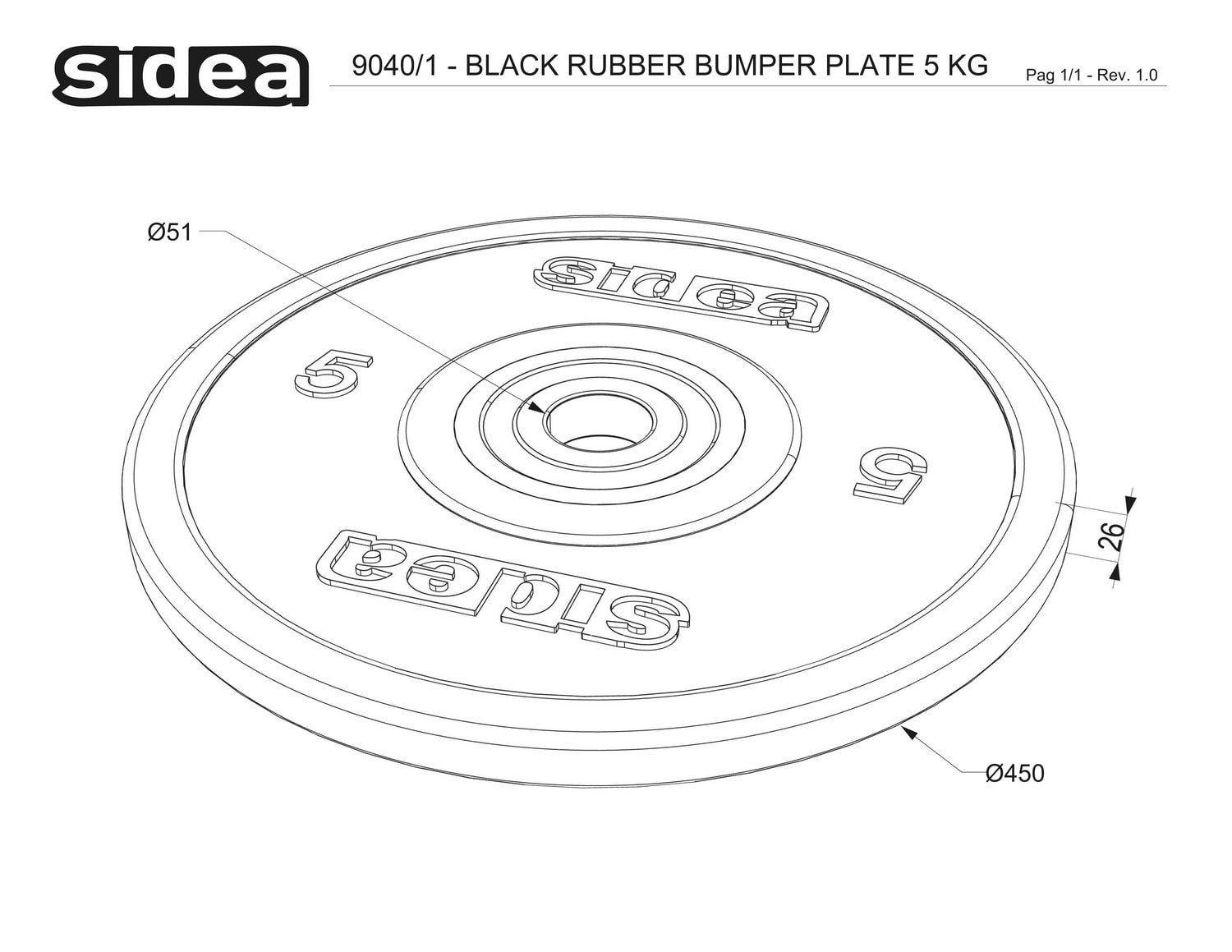 9040/1V-9046/1V Black Rubber Bumper Plate - Piastre in gomma