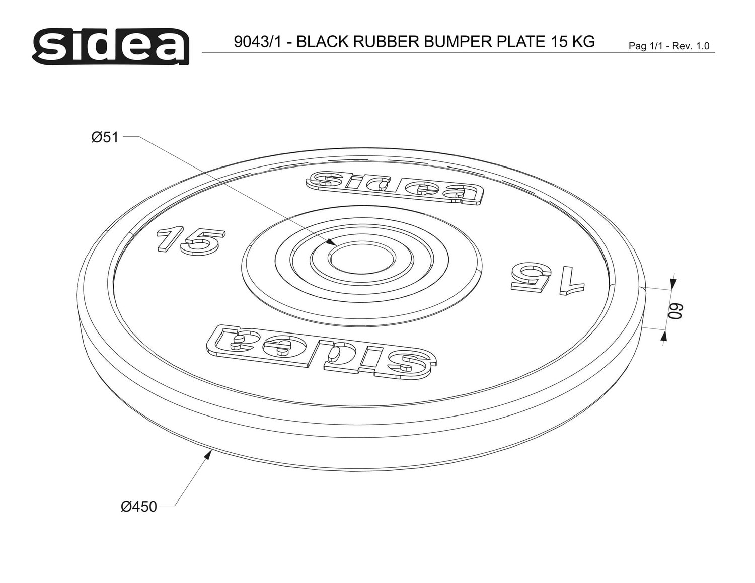 9040/1-9044/1 Black Rubber Bumper Plate - Piastre in gomma