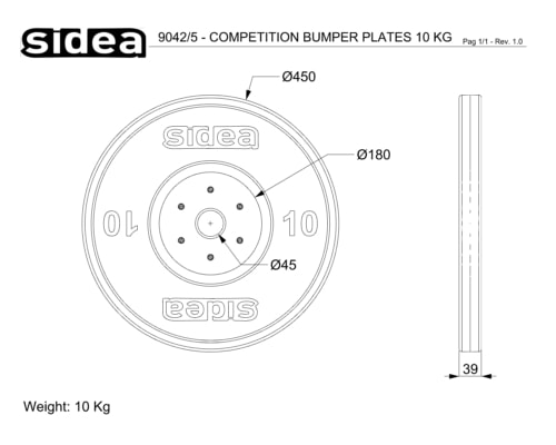 9042/5-9046/5 Competition Bumper Plate in Gomma