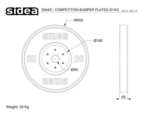 9042/5V-9046/5V Competition Bumper Plate in gomma