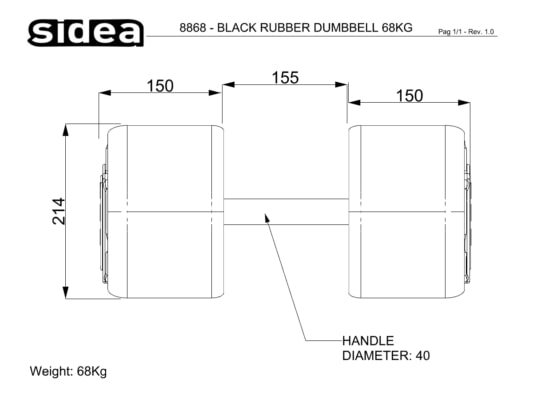 8802V-8879V Black PU Rubber Dumbbell