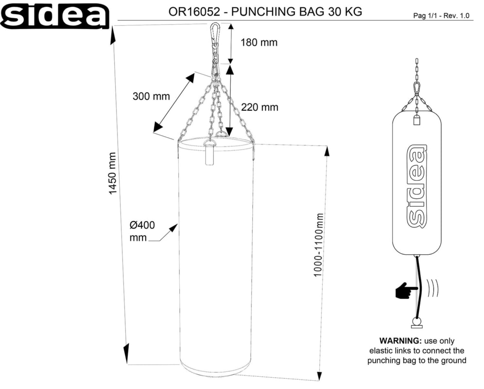 OR16052 - Punching Bag 30 Kg - Quote in mm