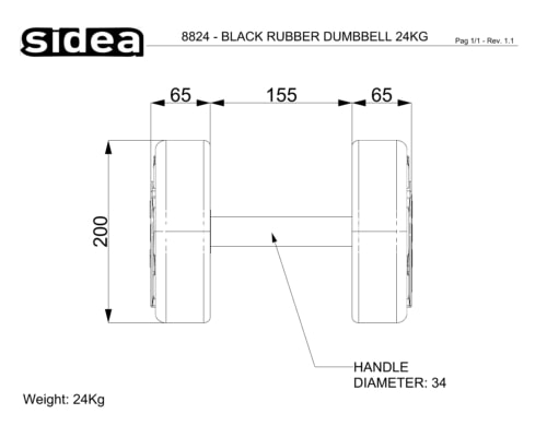 8802-8879 Black PU Rubber Dumbbell