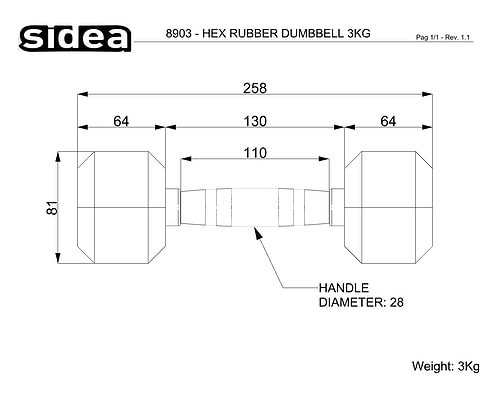 8901-8950 Hex Rubber Dumbbell