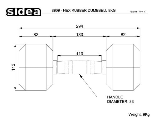 1156/110H KIT Hex Weights 110Kg