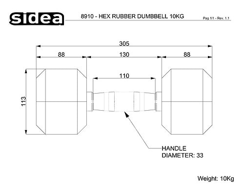 1156/110H KIT Hex Weights 110Kg