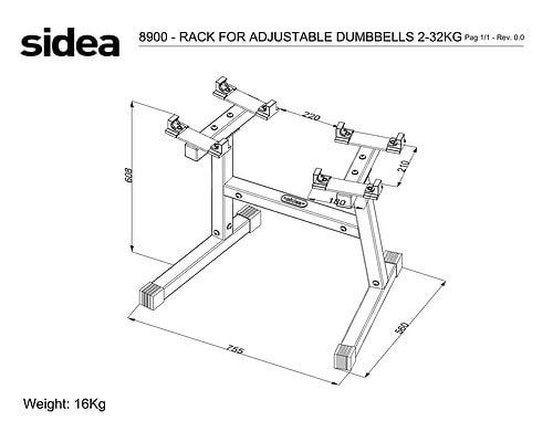 8900 NÜOBELL® 232 RACK - SUPPORT D'HALTÈRES RÉGLABLE 2-32KG