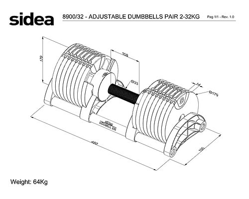 8900/32 NÜOBELL® 232 - PAIRE D'HALTÈRES RÉGLABLES 2-32KG