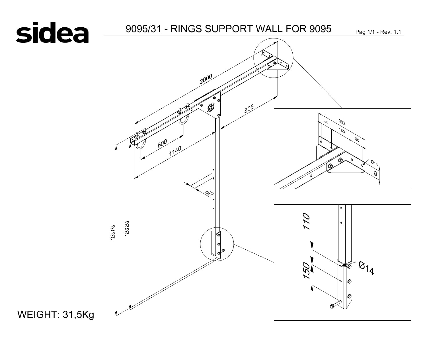 9095_31 - RINGS SUPPORT WALL FOR 9095