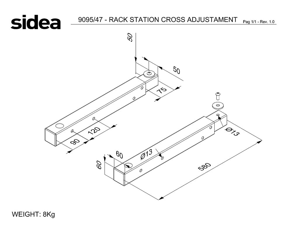 9095_47 - RACK STATION CROSS ADJUSTAMENT FEET