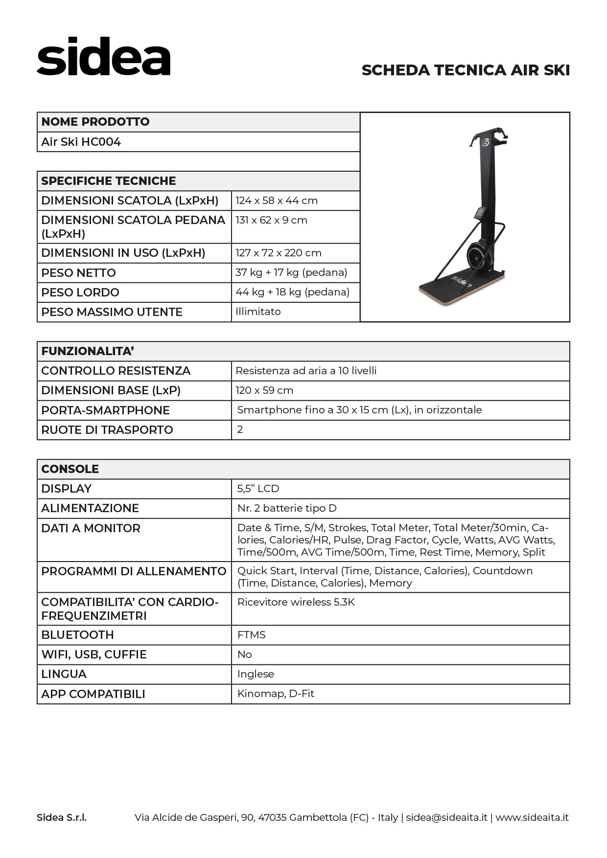 HC004 Air Ski - scheda tecnica