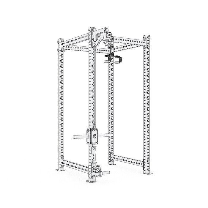 Bastidor de entrenamiento ergométrico profesional con barra giratoria, ideal para gimnasios y centros de fitness.