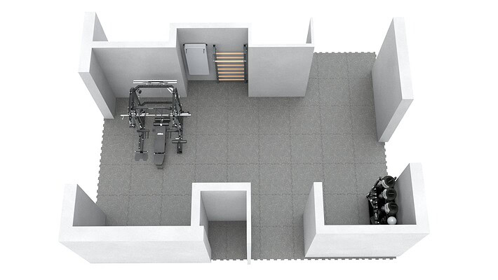 Ein Raum für ein Home Gym mit professionellen Fitnessgeräten, ideal für ein individuelles und optimiertes Training in einem exklusiven und funktionalen Raum.