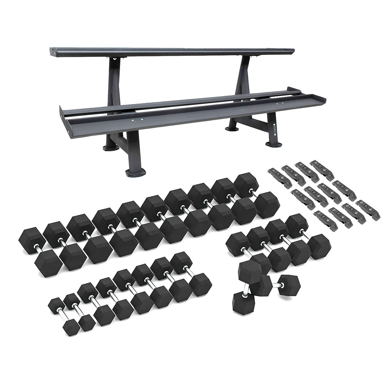 8904K26B Hex Rubber Dumbbell Set 4-26 + Rack