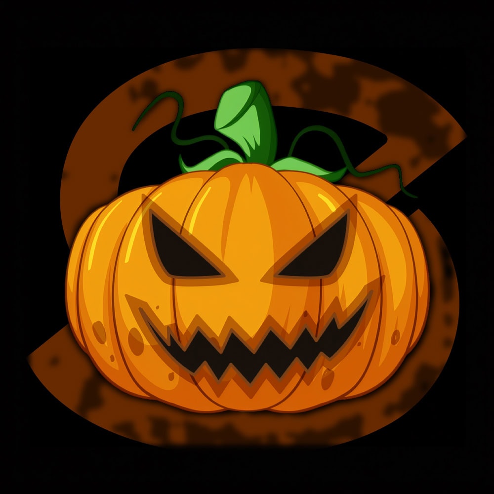 Imagen de una calabaza de Halloween naranja con ojos afilados en primer plano, fondo negro, temática de Halloween, adecuada para artículos sobre equipamiento deportivo profesional Sidea.